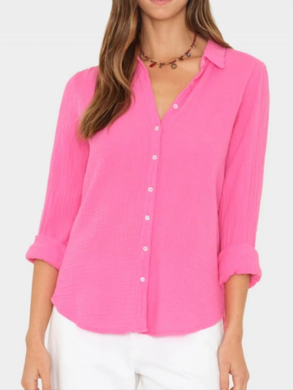 Xirena Gazi Cotton Women's Pink Button-Front Scout Shirt